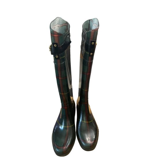 Ralph Lauren Rossalyn II Plaid PVC Rain Boots 7B - Picture 1 of 6